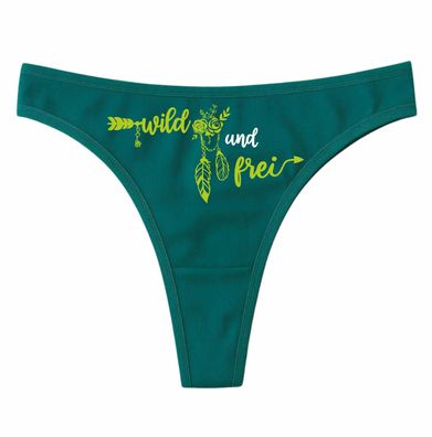 Ladie String Tanga bedruckt mit dem Motiv Wild & frei