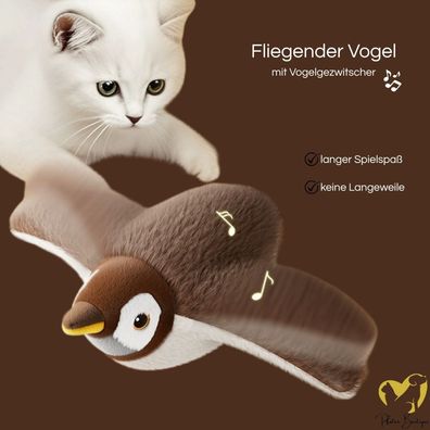 Fliegender Vogel - Katzenspielzeug selbstfliegend interaktives Plüschtier