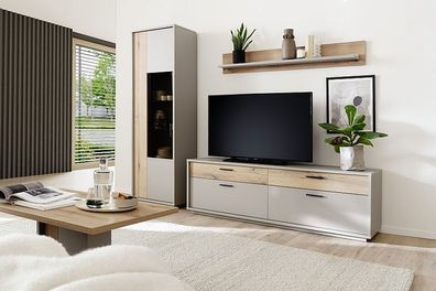 Valdivia Wohnkombination 1 W01 Basalt & Eiche Evoke