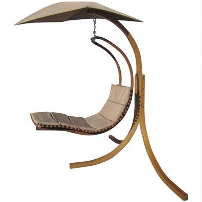 DESIGN Hängesesselgestell Navassa aus Holz komplett mit Hängeliege Liege + Dach