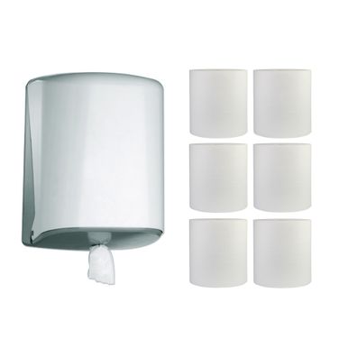 1 Rollenhandtuchspender Jofel Azur Midi Box Weiß + 6 Handtuchrollen