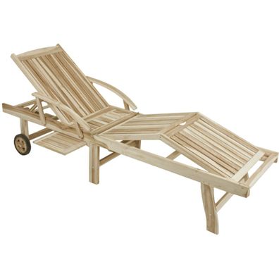 Sonnenliege JAVA, klappbar Teak C-grade unbeh, Ablageboard und Rollen