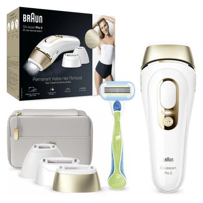 Braun Silk·expert Pro 5 PL5257 IPL Epilierer für Damen -Haarentfernung Weiß/Gold