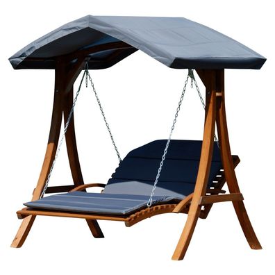 Design Hollywoodschaukel Gartenschaukel Hollywoodliege aus Lärche mit Dach MACAO