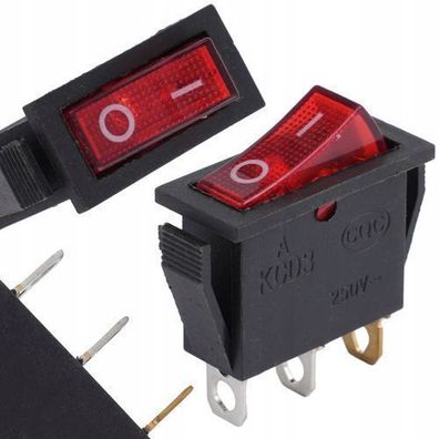 Rosfix Wippschalter KCD3 – 15A 250V mit Beleuchtung | 3 Pins ON-OFF