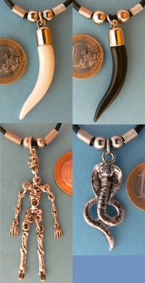 1 Kette mit Anhänger Zähne Schlangen Knochen Ketten Modeschmuck Tier Metall