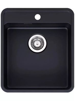 Reginox farbige Edelstahlspüle OHIO 40-40 JET BLACK mit Hahnlochbank / R32701