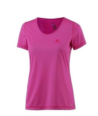 Salomon Damen T-Shirt Sportshirt Laufshirt Fitness Workout Tee Gr. XL rose violet