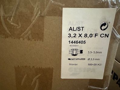 Gesipa Blindnieten Alu/Stahl Flachkopf 3,2x8 mm Palette 107