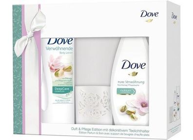 Dove Geschenk-Set Duft & Pflege mit dekorativem Teelichthalter 650 ml