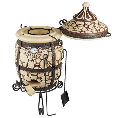 Tandoor Stein aus Schamottton mit Zubehör-Set 7-teilig