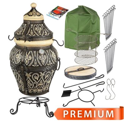 Tandoor Asia Lehmofen aus Schamottton mit Zubehör Premium 9-teilig