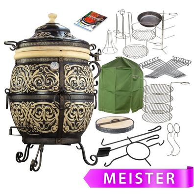 Tandoor Atlanta Lehmofen aus Schamott mit Zubehör Meister 15-teilig
