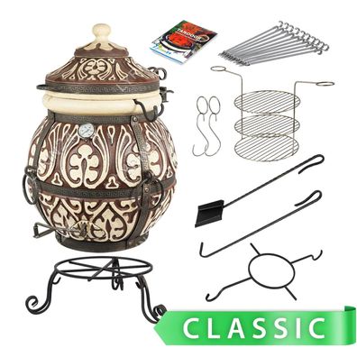 Tandoor Attika Lehmofen aus Schamott mit Zubehör Classic 7-teilig