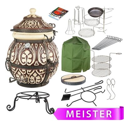 Tandoor Attika Lehmofen aus Schamott mit Zubehör Meister 14-teilig