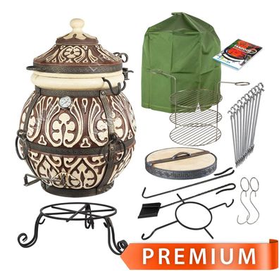 Tandoor Attika Lehmofen aus Schamott mit Zubehör Premium 9-teilig