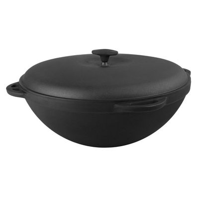 Gusseisen-Kasan 30 l mit Deckel ? Ø 52 cm in Schwarz