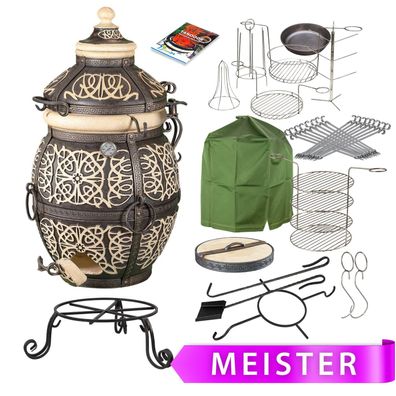 Tandoor Safran Lehmofen aus Schamott mit Zubehör Meister 15-teilig