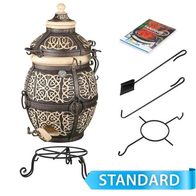 Tandoor Safran Lehmofen aus Schamott mit Zubehör Standard 4-teilig