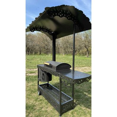 Großer Skif Mangal Grill mit Kesselofen ? mit Dach in Schwarz