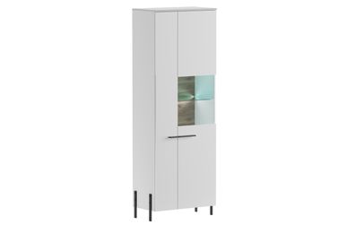 Glas Vitrine Justine Weiß Hochglanz 2-türig mit LED