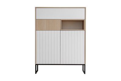 Design Highboard Zoe in Eiche und Weiß 2-türig