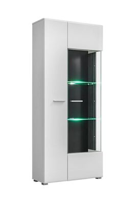 Vitrinenschrank Solido Twin Weiß Eleganz mit LED-Akzent Links