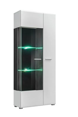 Vitrinenschrank Solido Twin Weiß Eleganz mit LED-Akzent Rechts