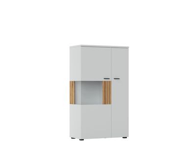 Design Vitrinenschrank Vero Aschgrau Eichenoptik 2-türig