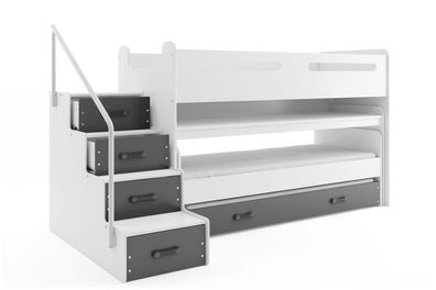 BMS Etagenbett für Kinder MAX 1 Weiß Graphit mit Schreibtisch