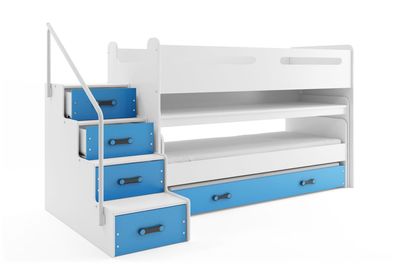 BMS Etagenbett für Kinder MAX 1 Weiß Blau mit Schreibtisch