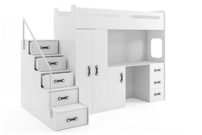 BMS Hochbett für Kinder MAX 4 Weiß 4-teiliges Set