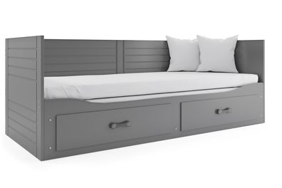 BMS Jugendbett Hermes Graphit mit Bettkasten und 2 Matratzen