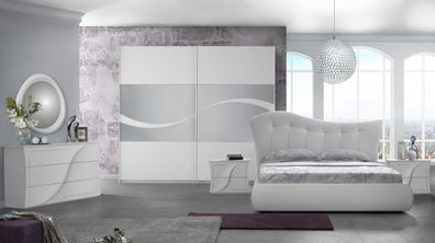 Schlafzimmer-Set Mabel 6-teilig in Weiß/Silber