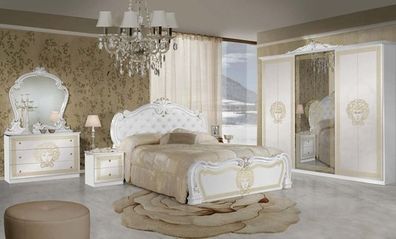 Barock Schlafzimmer Vilma 6-teilig in Weiß/Gold