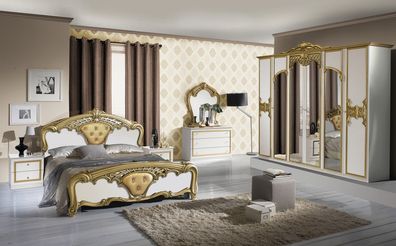 Schlafzimmer-Set Eva italienischer Stil ? 6-teilig Weiß/Gold