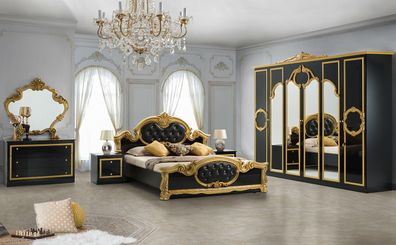 Schlafzimmer-komplett Barocco italienischer Stil ? 6-teilig Schwarz/Gold