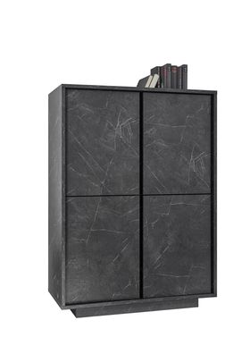 Highboard Carrara 4-türig Anthrazit Marmor Optik