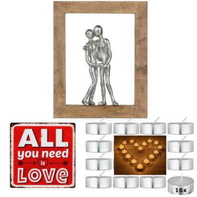 Geschenk-Set für Sie / Ihn Hochzeit Jahrestag Valentinstag - Deko Skulptur Paar