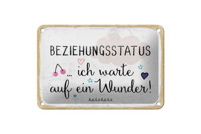 Blechschild Beziehungsstatus ich warte auf ein Wunder, 5 verschied Größen, Spruch