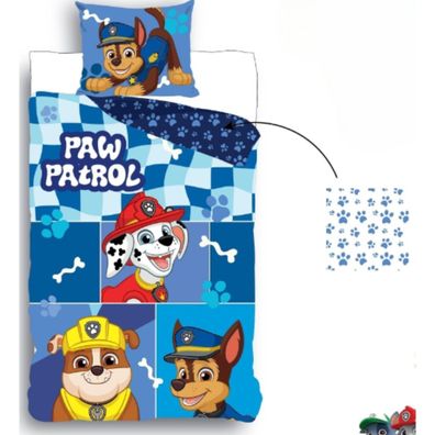 Paw Patrol Bettbezug 135x200 cm & Kopfkissenbezug 80x80 cm – Aus 100% Baumwolle