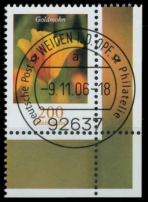 BRD BUND DS BLUMEN Nr 2568 zentrisch gestempelt ECKE-URE X34A9DE