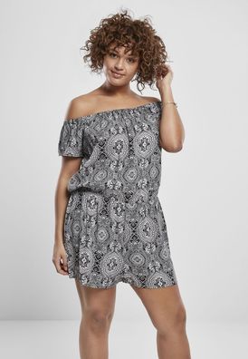 Urban Classics Damen Overall Ladies AOP Off Shoulder Short Jumpsuit TB3433