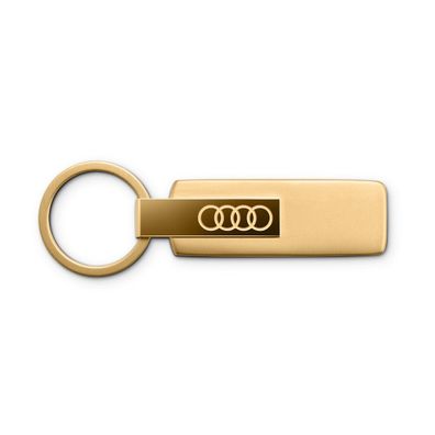 Original Audi Schlüsselanhänger Ringe Logo Edelstahl Keyring goldfarben 3182501820