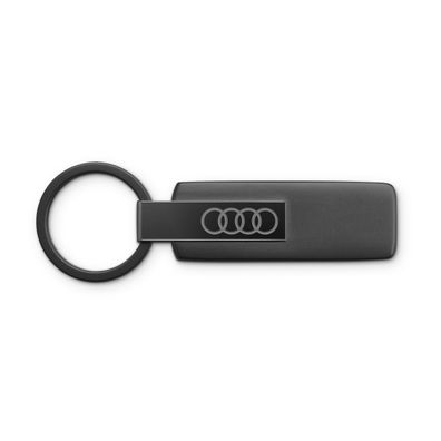 Original Audi Schlüsselanhänger Ringe Logo Edelstahl Keyring schwarz 3182501810