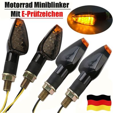 4x LED Blinker Motorrad E Geprüft Rauchglas Universelle Blinkleuchten
