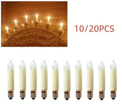 10/20x E10 Kleinschaftkerze Schwibbogen Kleinschaftkerzen 65mm 8-55V Warmweiß