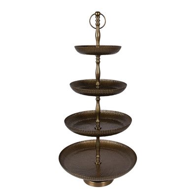 Clayre & Eef Etagere Ø 37x79 cm Goldfarbig Aluminium (Gr. Ø 37x79 cm)