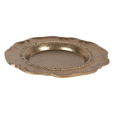 Clayre & Eef Dekoration Schale Ø 20x2 cm Goldfarbig Aluminium (Gr. Ø 20x2 cm)