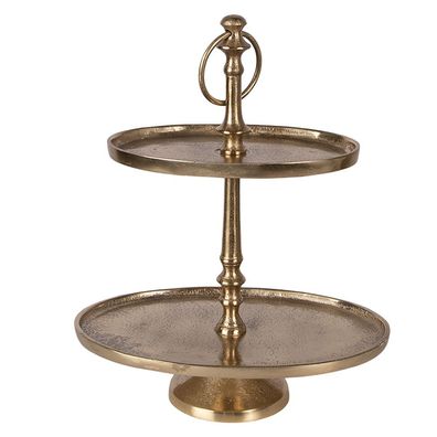 Clayre & Eef 2-Schicht-Etagere 27x18x34 cm Goldfarbig Aluminium (Gr. 27x18x34 cm)